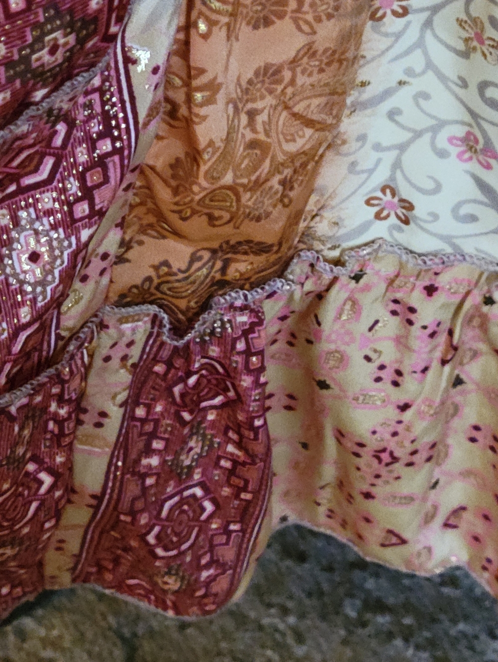 Boho Madrid Dress Backless Exotic Paisley Sparkles Ties & Tassles Flexible Fit - Picture 11 of 16